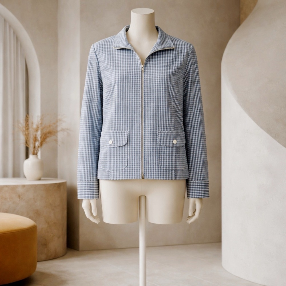 Vintage Drapers & Damon’s Women's Light Blue Zip-Front Jacket